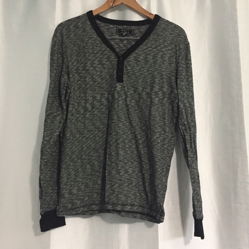 Men’s Black White Stripe Henley